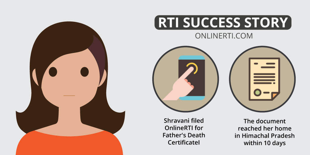 Shravani got death certificate of her father using RTI